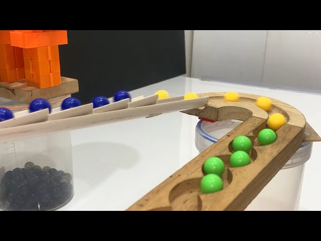 Marble Run ASMR L06 ☆ HABA Slope Dump Truck Excavator Ambulance Forklift Garbage Truck Tractors