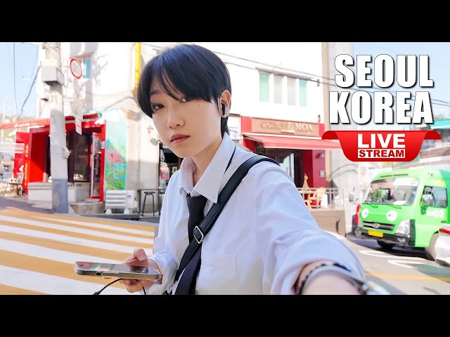 Live Korea Seoul 🇰🇷 Walk Tour Seoul 🔴 Haebangchon, Itaewon Street Walking Tour | Korean Food Street