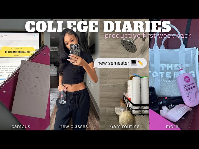 COLLEGE DIARIES | productive first week back: new classes, 6am routine, campus, + more