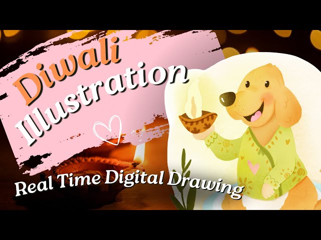 Creating a Cozy Diwali Dog Illustration | Cute Festive Art for Diwali 2024 🪔🐶