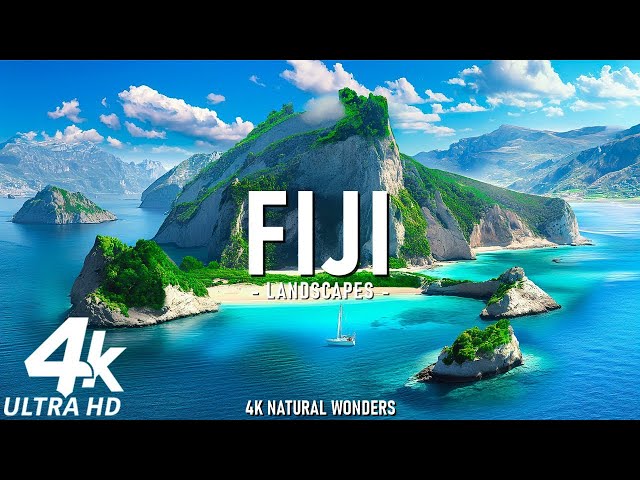 FLYING OVER FIJI 4K - Relaxing Music Along With Beautiful Tropical Paradise Nature Videos - 4K UHD