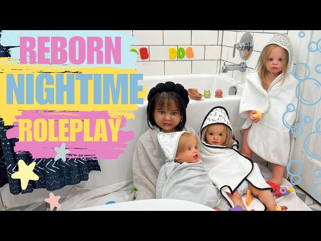 Reborn BATH Time 🛁 NIGHT time 🍼 🛌 ROUTINE with FOUR dolls #rebornbaby #reborns #babydolls