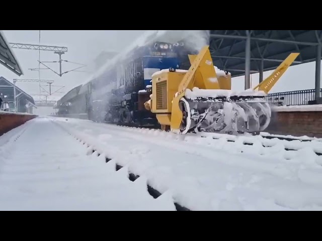 Catch a glimpse of the snow cutter at work overcoming recent snowfall at Srinagar Railway Station