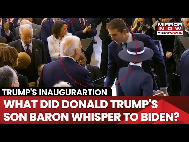 Viral: Donald Trump's Son Barron Whispers To Outgoing President Biden At Father's Oath Ceremony?