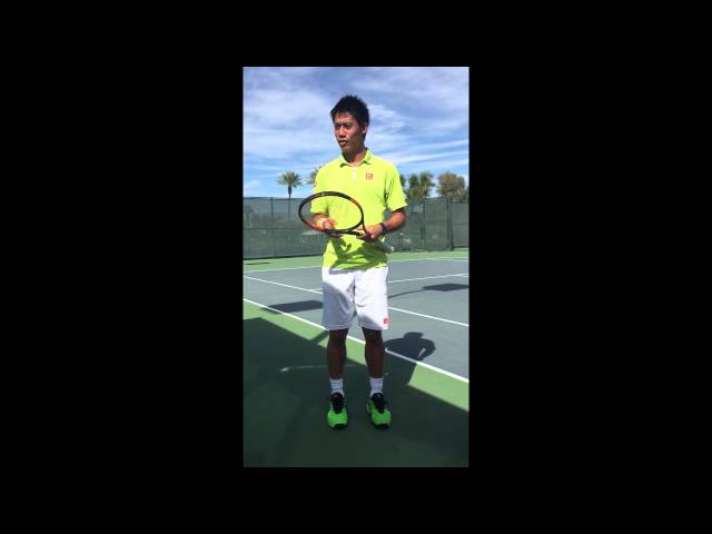 Kei Nishikori talks about his new 2015 Wilson Burn tennis racquet and strings