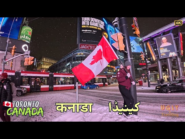 Toronto Heavy Snowfall: Walking Through Sankofa Square & Downtown Streets