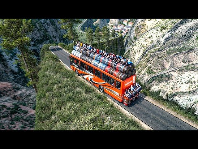 Driving  overcrowded bus in dangerous roads | Euro truck simulator 2 | GameSphere Xplorers