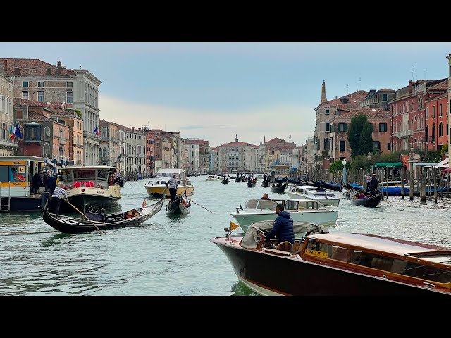 Travelling on a water bus in Venice , Italy