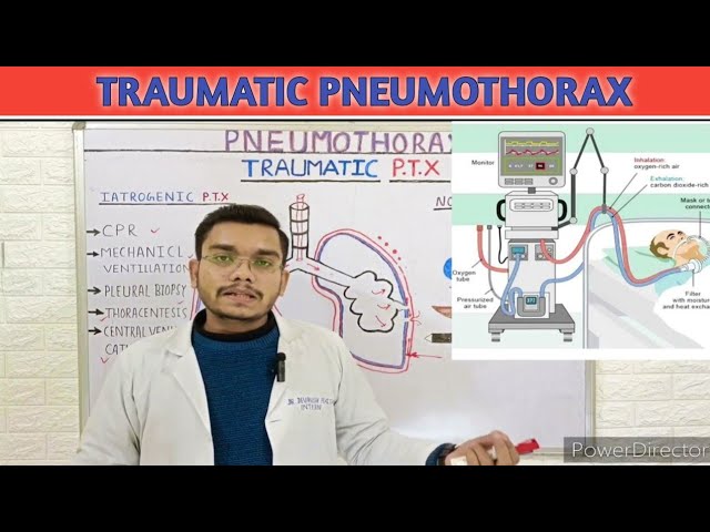 Traumatic pneumothorax pathophysiology in Hindi (Iatrogenic non Iatrogenic ) pneumothorax