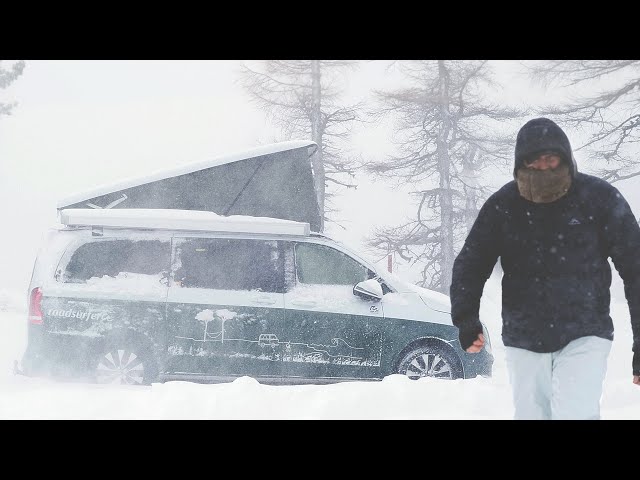 Van Camping in a freezing SNOW STORM [ Snowed in by a Blizzard, Cosy Relax Study Sleep ASMR ]