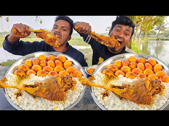 Spicy Full Mutton Leg piece and egg with rice eating show ,, Indian food challenge