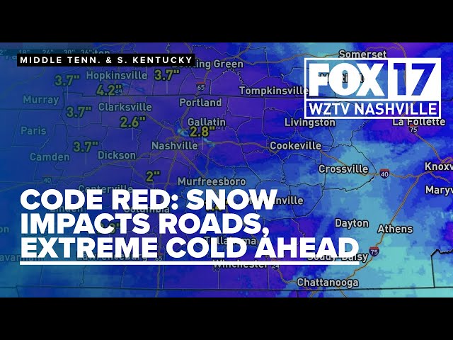 CODE RED: Snow impacts Midstate, Southern Kentucky road conditions, dangerous cold ahead