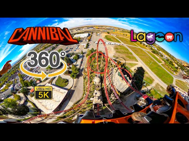 VR 360 5K Cannibal Roller Coaster On Ride POV Lagoon Amusement Park 2022 10 09