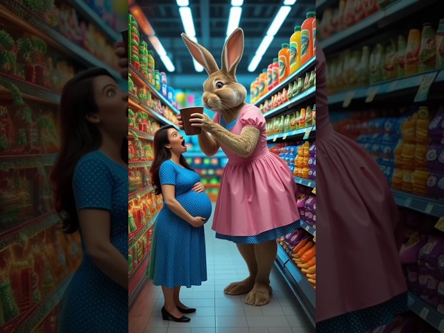 🥰😍 Evolution of cat : Pregnant women in a shopping mall with Big Rabbit#love #cute #cat #shorts #ai