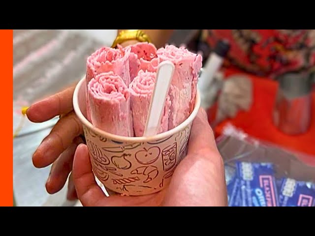 AMAZING Ice Cream CHOPPED & FRIED to make Ice Cream Rolls at Chaweng Night Market!