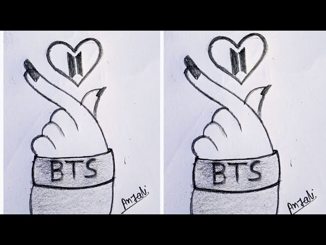 Korean Tumblr heart drawing / Esay BTS drawings /  This drawing for special BTS army fans...💜💜