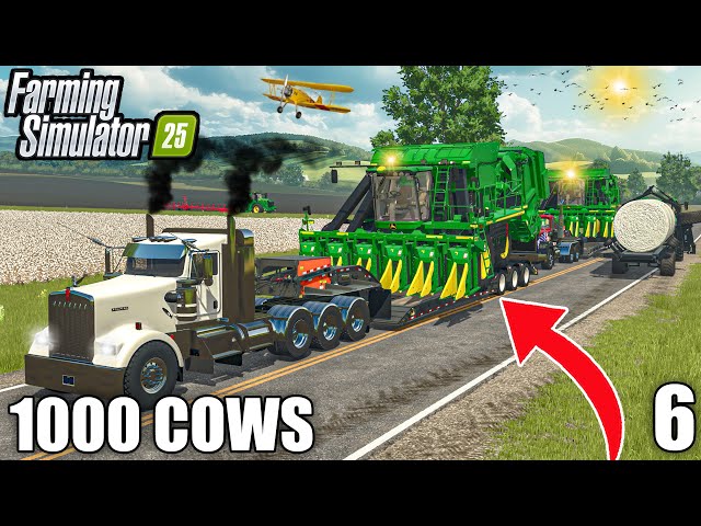 FARMERS COME TOGETHER for INSANE COTTON HARVEST | 1000 COWS Farm | Farming Simulator 25 - Ep6