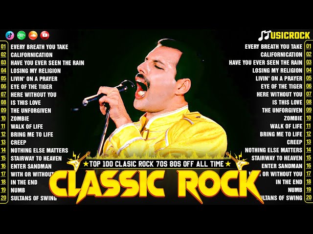 Top 100 Best Classic Rock Songs Of All Time🔥Queen, ACDC, U2, Aerosmith, Bon Jovi, Nirvana, Scorpions