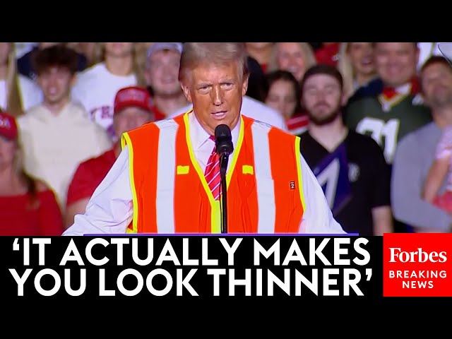 Trump Makes Crowd Laugh With Extended Riff About Wearing Trash Collector Vest To Rally In Green Bay