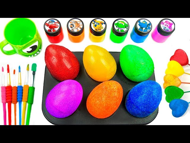 Satisfying Video Rainbow Mixing All Lollipop & Color EGGS From Rainbow Glitter Candy & Cutting ASMR