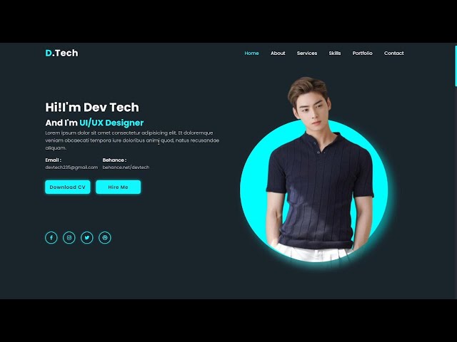 Personal Portfolio animated Website Using html css & javascript | Dev Tech