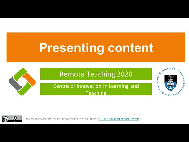 Level 1 Remote Teaching: Presenting Content Webinar 1