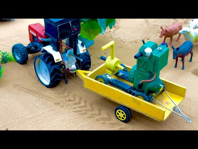 diy tractor mini well water pump diesel engine science project ​⁠@DiyCreativeFarm