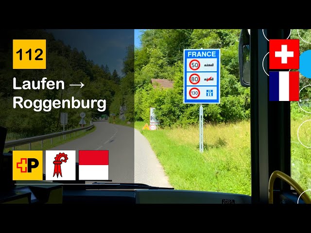 [4K] 🇨🇭🇫🇷  Cab Ride: POSTAUTO BASELLAND | 112: Laufen → Roggenburg | MAN Lion's City 12 C Hybrid