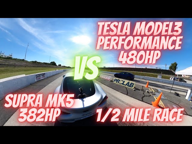 Drag race Tesla Model 3 Performance VS Supra MK5 Stock