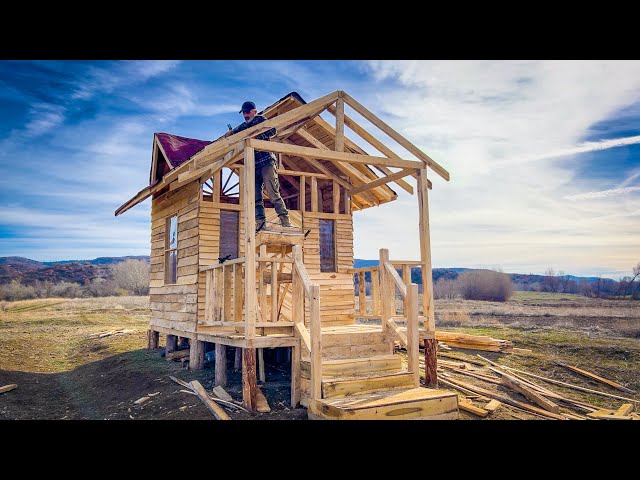 Building a Wooden House Alone | Door, New Window, Stairs, Handrail, Balcony, Veranda | #04