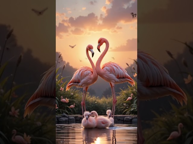 Adorable Flamingo Family | AI Wild Magic