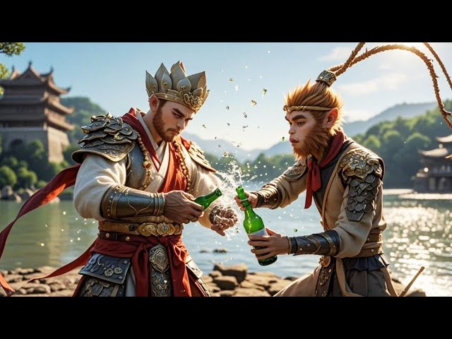 Tang's monk and disciple Sun Wukong squeezed the bottle with their bare hands! Crush the wine bottl