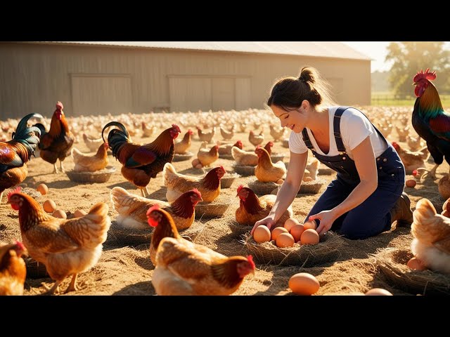 How to care for newly hatched chicks. Sustainable chicken farming process -- Chicken farm