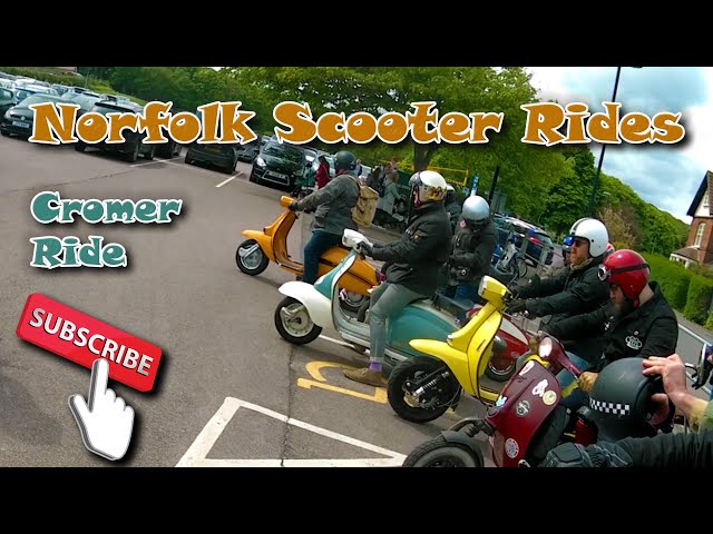 Short ride through Cromer in 4k - Vespa, Lambretta, Royal Alloy, Scomadi. LML