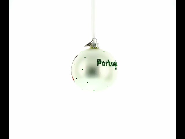 Flag of Portugal Blown Glass Ball Christmas Ornament 3.25 Inches (KK-1067-80)