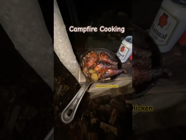 Campfire Chicken on Cast iron. #camping #nature #cooking