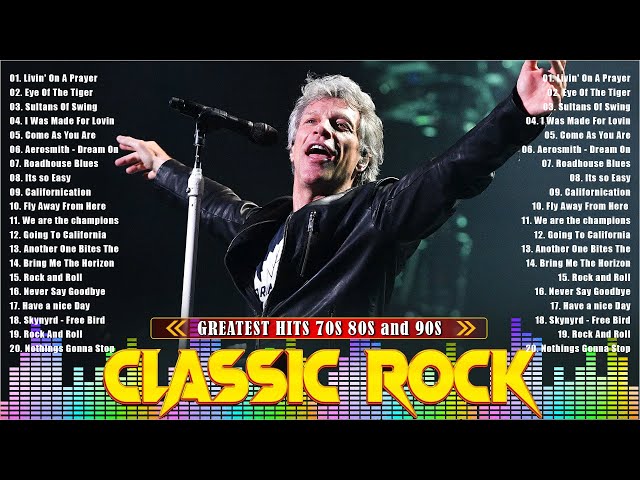 Classic Rock Playlist 80s 90s | Bon Jovi, Aerosmith, Guns  & Roses, Nirvana, Queen, Lynyrd Skynyrd