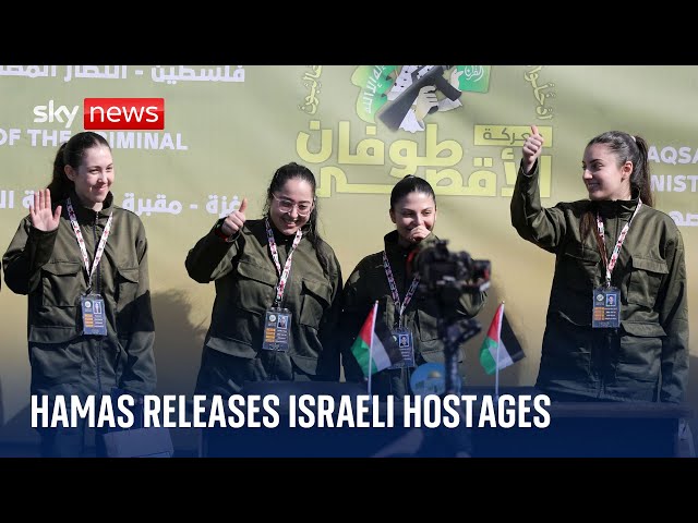 Four female Israeli soldiers handed to Red Cross by Hamas in Gaza City