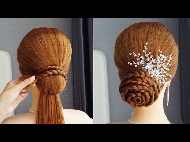 French Braid Updo Hairstyle For Wedding