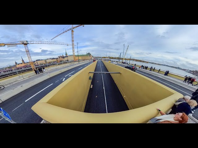 Nya Slussen med Guldbron "The Golden Bridge" in Stockholm on 360 footage