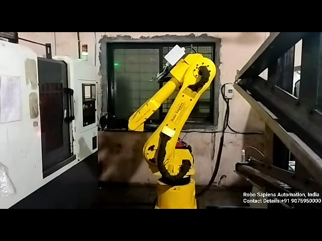 Robotic CNC machine Loading Unloading by Robo Sapiens Automation. 9075950000