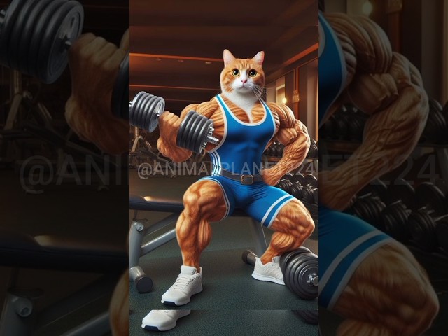 Cat at gym cute cat ai video | cat images | Pet photo | #shorts