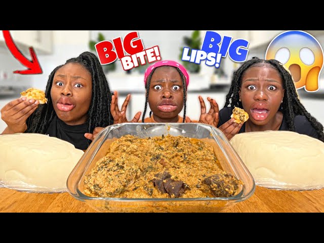 *MUST WATCH* KYLIE JENNER LIP + BIG BITE CHALLENGE! 😱 | FUFU, EGUSI SOUP AND BEEF