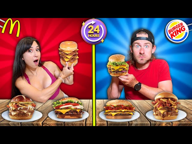 We Ate The UNHEALTHIEST Fast Food Burgers For 24 Hours!