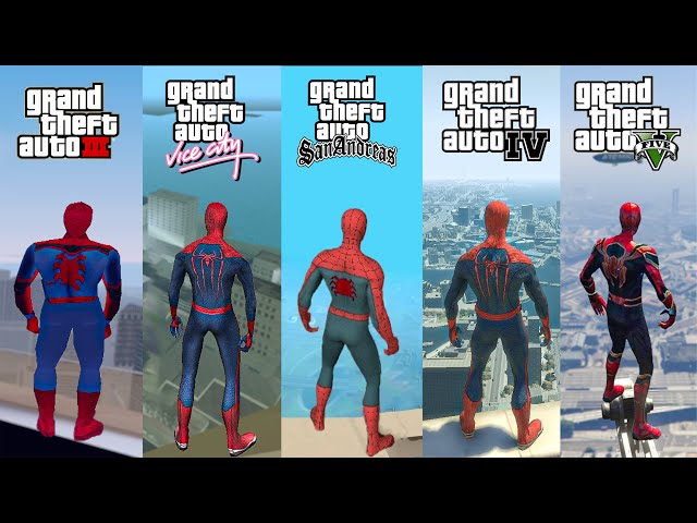 Evolution of Spider-Man Jumping From Highest Point in All GTA Games