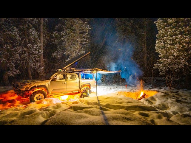 Winter Camping During A Snow Storm & Blizzard in Montana