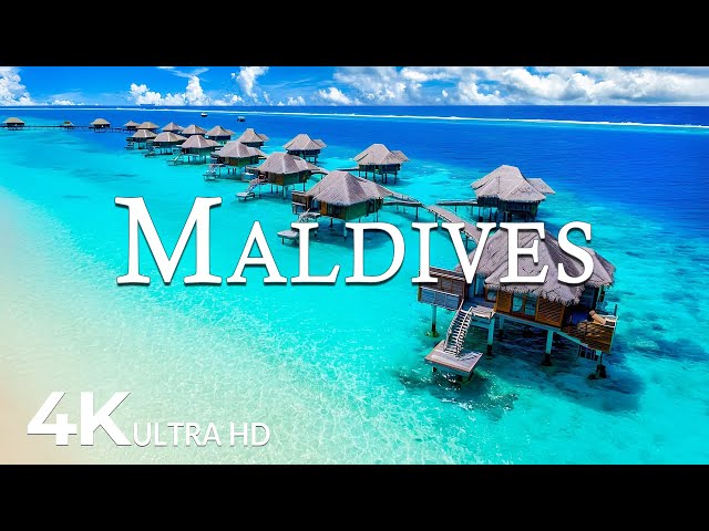 FLYING OVER MALDIVES (4K UHD) - Amazing Beautiful Nature Scenery with Relaxing Music - 4K Video UHD