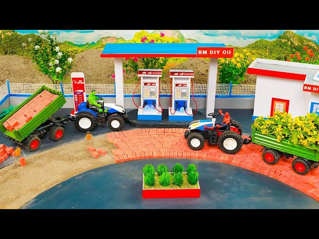 Diy mini tractor building bricks road petrol pump station science project | @BMDIYTractor