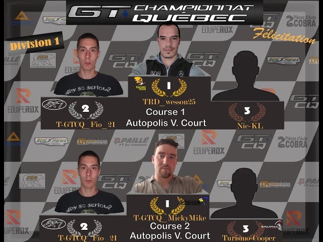 [GTSport]  Championnat GTCQ Course 2 ( Division 1 ) Autopolis V. Court