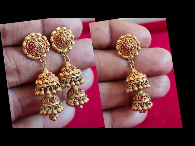 latest gold jhumka designs with weight & price/gold earrings jhumka/daily wear gold jhumka